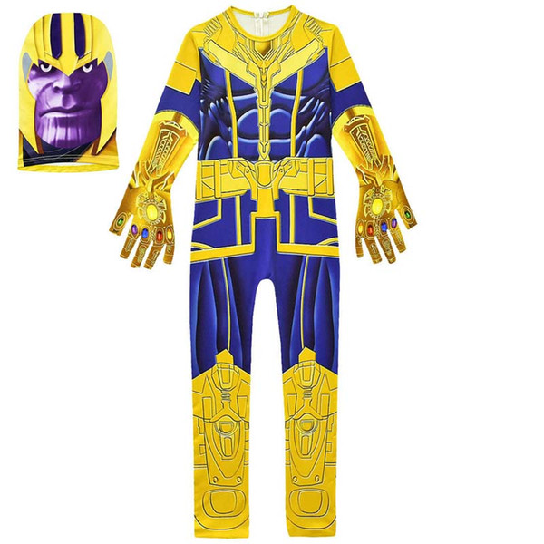 Avengers Alliance 4 Into the Thanos Cosplay suits New Kids Avengers Thanos costume cosplay clothes+mask 2pcs Conjoined Party Dresses C13