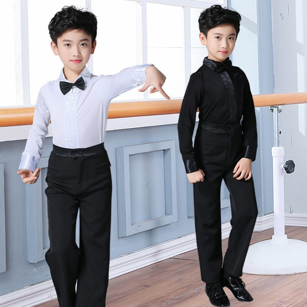 New boy Latin ballroom costume sets children Latin shirt and pants suit Rumba Samba Dance wear Latin dance competition clothes