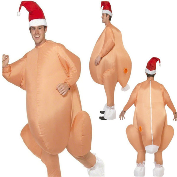 170cm Inflatable Roast Turkey Costume for Adults Thanksgiving Day Christmas Holloween Chicken Cosplay Party Costumes Fancy Dress Clothing