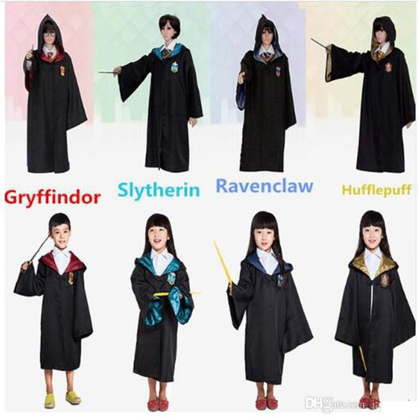 High Quality Robe Gryffindor Cosplay Costume Kids Adult Robe cloak 4 styles Halloween Gift 10 SIZE for Harri Potter Cosplay TO487