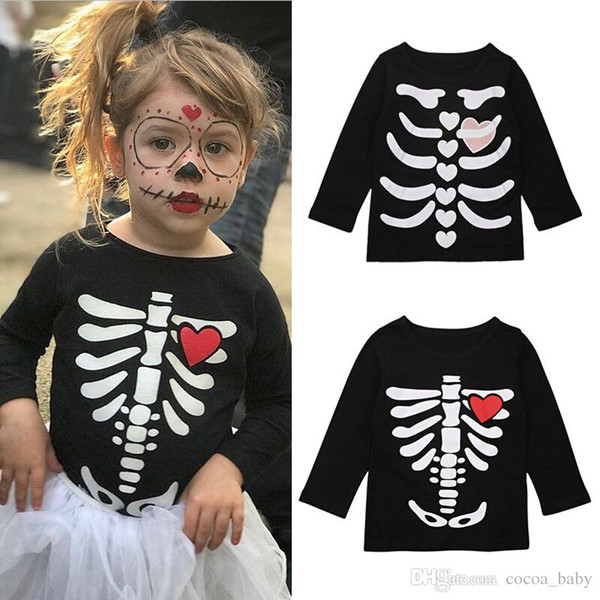 Kids T-Shirts Boy Clothes Baby Girl Tops Tees Skull Printed T-shirts Clothing Toddlers Children 2018 Autumn And Winter New Style