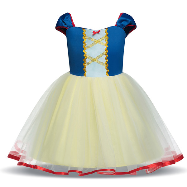 Halloween Christmas Girl Cosplay Snow White Princess Dresses Sleeveless mesh tutu party performance dress children costumes kids clothing