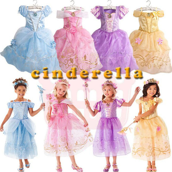 3-10 years girls Cosplay princess dress summer Flower cartoon cos party tutu dresses children's Halloween princess costumes kids clothing