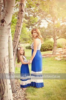 New 2017 Mother and Daughter Lace Dress matching clothes Long Maxi Summer Vacation Dresses Family Beach Dress Girls Women Dress