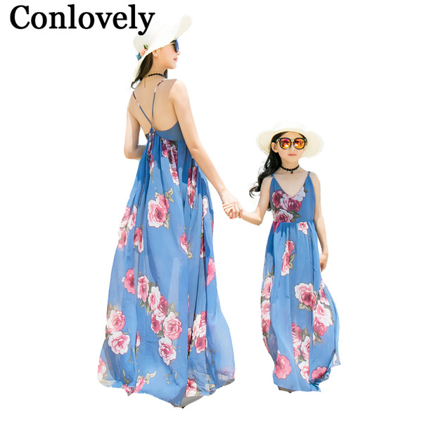 Mother Daughter Dresses Summer Holiday For Mommy And Me Family Look Clothes Mom Daughter Bohemian Dress Family Matching Outfits