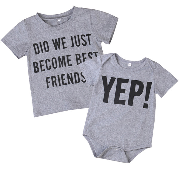 2017 Summer Family Match Clothes Best Friend Toddler Kids T-shirt Baby Romper Bodysuit Short Sleeve Outfits