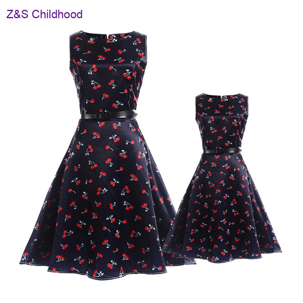 2017 Fashion Summer Mother and Daughter Dresses Vintage Teenage Dress Girls Clothing Family Matching Outfits Mae e Filha Vestido