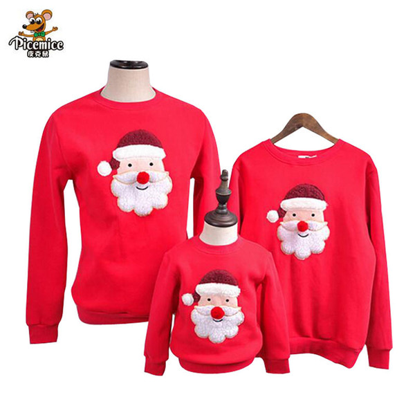 Family Clothes 2017 Winter Sweater Christmas Santa Claus Children Clothing Kid shirt Polar Fleece Warm Family Matching Outfits