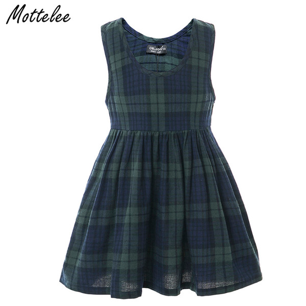 Mottelee Girl Dress Summer Fashion Plaid Daily Dresses Clothing Cotton Beach Party Dress Family Matching Outfits for Girl