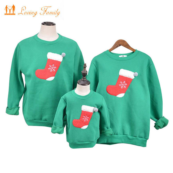 Mother Daughter Clothes Family Clothing 2017 Christmas Socks Children shirts Clothes Polar Fleece Warm Family Matching Outfits