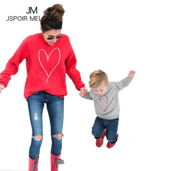 Fashion family matching clothes Love printed mother daughter son hoodies Mom kids sweater sweatshirt Autumn family outfits R4