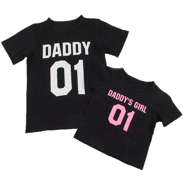 2017 New Family Matching Outfits Fashion DADDY & DADDY'S GIRL Pattern Family T Shirts Outerwear Father Daughter Clothes