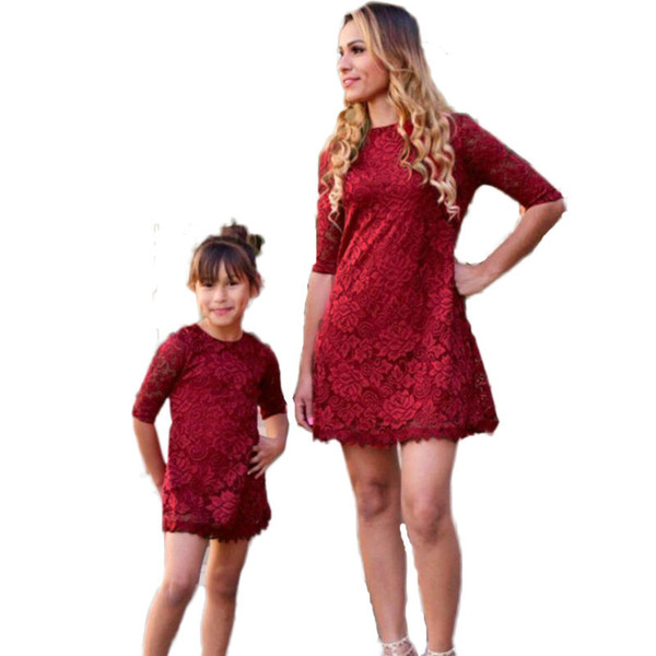 V-TREE Mother Daughter Dresses Family Matching Outfits Lace Princess Dress For Girls Party Costumes Mommy And Me Clothes