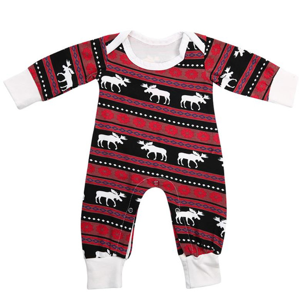 Family Papa Mom Baby Christmas Family Matching Outfit New Year's Pajamas Deer Printed Long Sleeve Sleepwear