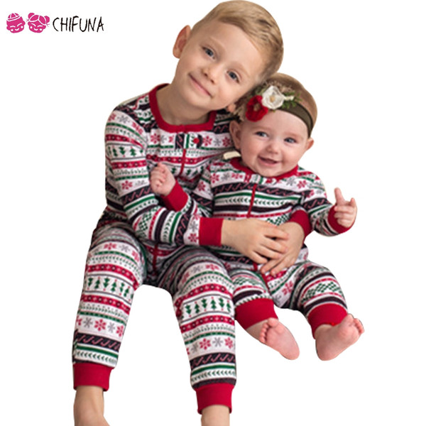 chifuna 2018 Family Look Cotton Long Sleeves Stripes Baby Romper Kids Tee Boys Girls Clothes Christmas Family Matching Outfits