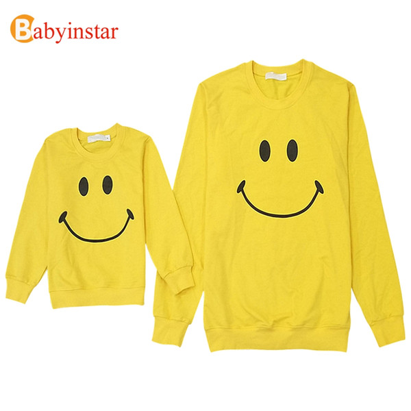 Babyinstar Father And Son Clothes Fahion Style Smile Face Printed Family T Shirt 2018 New Family Matching Outfits