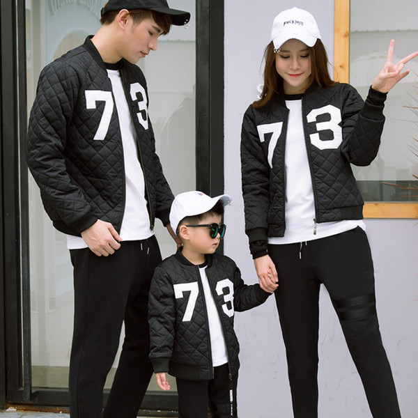 Family clothing aviator jacket mom daughter father son coat family look embroidery fashion outerwear family matching outfits