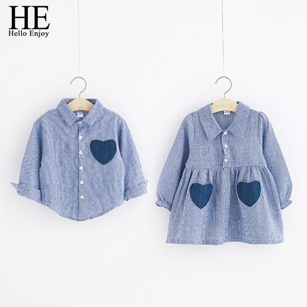 2018 New Kids Clothes Brother Sister Clothes Twins Matching Clothing Family Look Boys shirt girls dress Family Matching Outfit