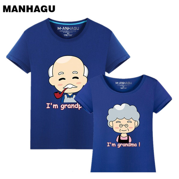 MANHAGU Brand 1piece family matching outfits grandparents Cartoon T-shirt 2017 family Look grandfather and grandmather clothing