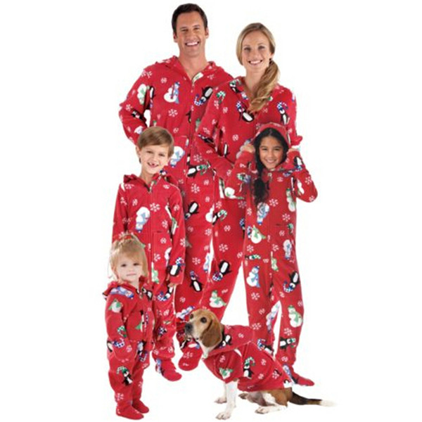 Family Matching Christmas Pajamas Set Xmas Women Man Baby Kid Hooded Sleepwear Nightwear 2017 New Family Match Print Pyjamas Set