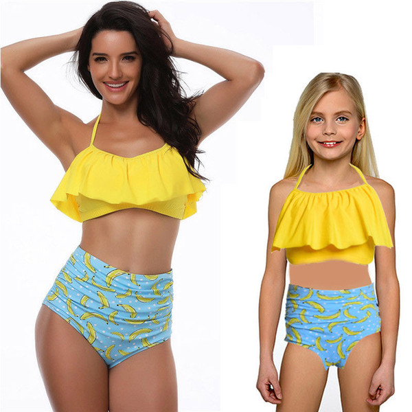 Women's Swimwear Costume Mother Daughter Child Print Swimsuit Bikini Family Matching Outfits