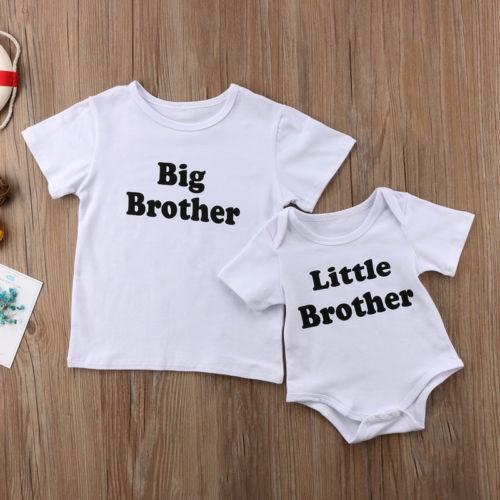 Toddler Kids Baby Boy Short Sleeve Top Little/Big Brother Tee / Rompers Cotton Boys Family Matching Outfits