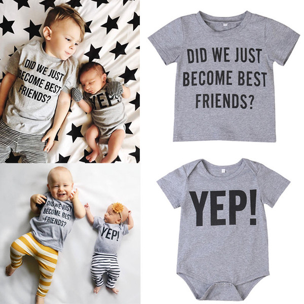 1pcs Summer Newborn Toddler Baby Kids BROTHER Boy Family Matching Set Romper Letter Print T-shirt Tops Outfits