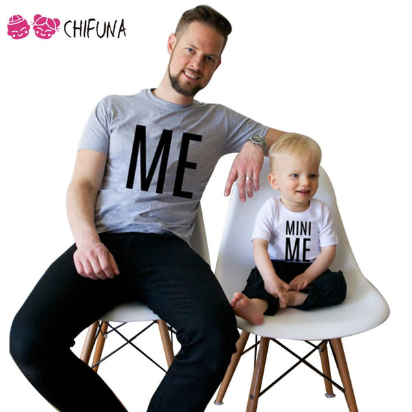 ME and MINI ME Pattern Family Matching Outfits Children Clothing Dad Son Clothes Family t shirts Fashion Apparel Family Look