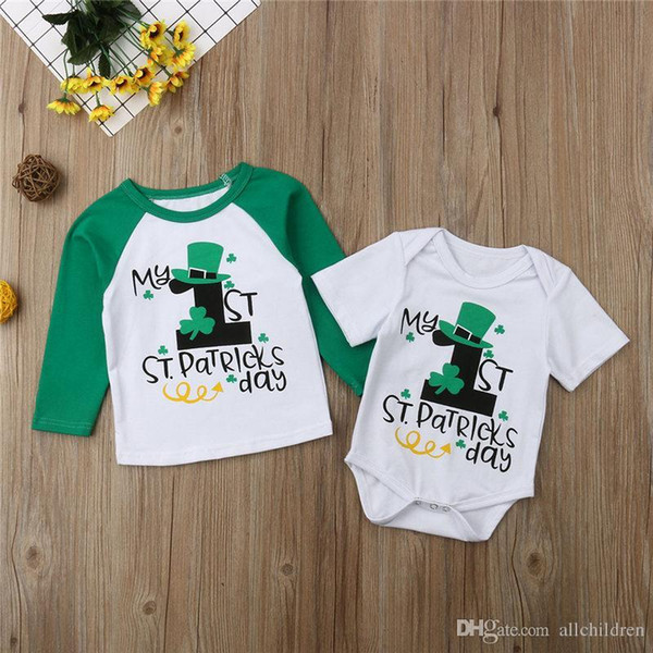 2019 Baby Boy Girl Clothes My First St.Patrick's Day Outfit Newborn Cotton Bodysuit Toddler Kid T-Shirt Infant Brother Clothing