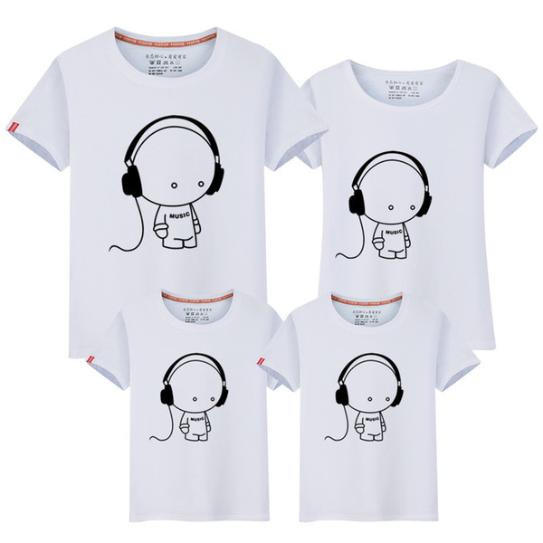 Wholesale Summer Fashion Family Outfit Sets Cotton Family Clothing Matching T Shirts Cartoon Shirts Short Sleeves Matching Clothes Tees Tops