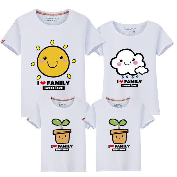 Matching Family Clothing Sets Mother Daughter Father Son tshirts Family Look Mom and Me Clothes Casual Short Sleeve Cute t shirts