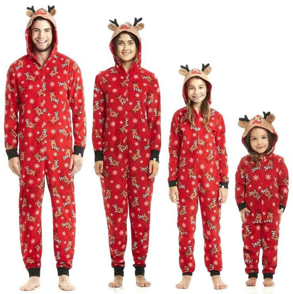 Fashion Lovely Comfortable Cotton Family Mums Matching Christmas Pajamas PJs Sets Xmas Gift Sleepwear Nightwear Outfit Clothes Red