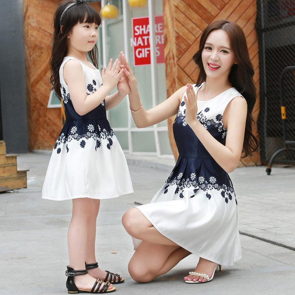 Wholesale-Family Matching Outfits Summer Cute Mom and Daughter Dresses Matching Mother Daughter Family Outfit