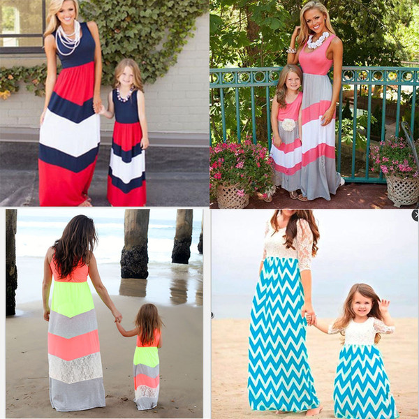 Mother Daughter Matching Dresses Family Matching Outfits Summer Mom Girls Long Dresses Soft Cotton Mom and Me Dresses TIANGELTG