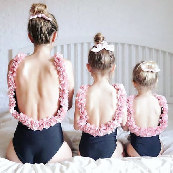 Mother Daughter Swimsuits Flower Mommy And Me Swimwear Bikini Family Matching Clothes Family Look Mom And Daughter Bathing Suit