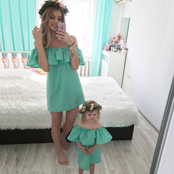 Mom and Daughter Dress for Mum Baby Family Matching Outfits Mommy and Me Clothes Fashion Family Set Chiffon Dress Mother & Kids