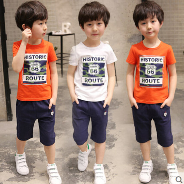 2018 New Children's Clothing Boys and girls Summer T-shirt Shorts Sports Suit Set Children Boy Baby Kids Fashionable School Uniform Outfit