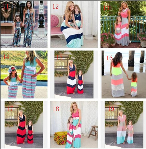 Family matching outfits 2017 new kids clothing stripe sleeveless casual mother daughter dresses clothes mommy and me