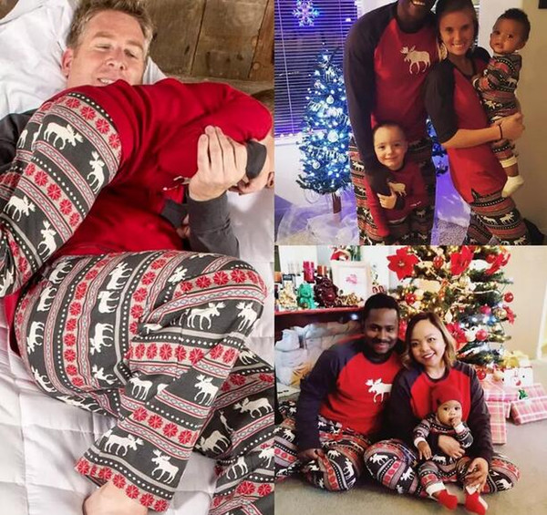 Christmas Matching Family Pajamas Sets Mother and Daughter Father and Son Matching Clothes Xmas Elk Print