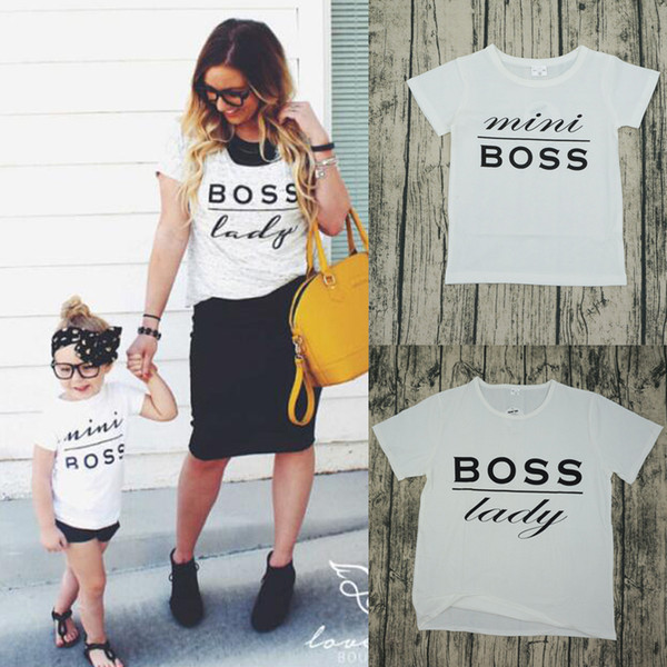 Mother and Daughter Clothes Family Tshirt Father Son Matching T Shirt Fashion Letter Print Summer White T-shirt New