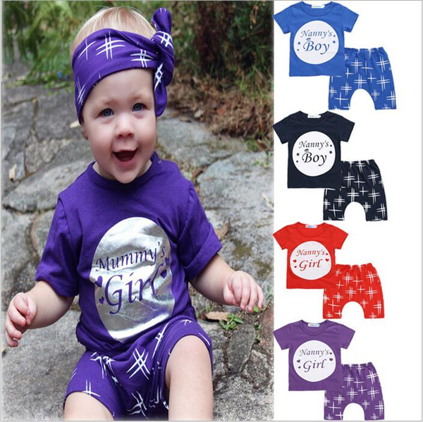 Kids Baby Clothes Boys Summer Clothing Sets Girls Letter Short Sleeve Tops Star Haroun Shorts Suits Fashion T Shirt PP Pants Outfits B5028