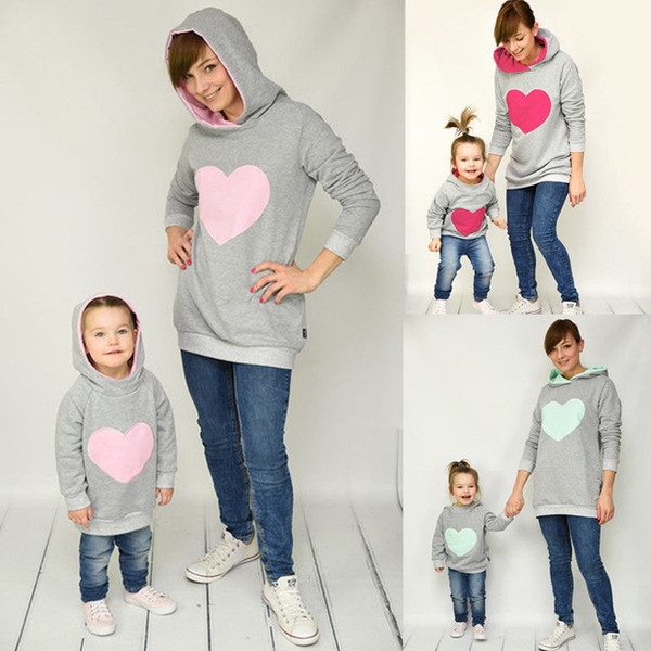 Family Matching Autumn Winter Hoodie Mother Daughter Sweatshirt Cotton Mom Daughter Kids Hoodies Fashion Family Matching Outfits Clothes