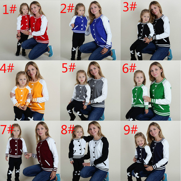 ins Autumn and winter Baseball style False cardigan pullover Parent-child outfit for boys and girls Family Matching Outfits