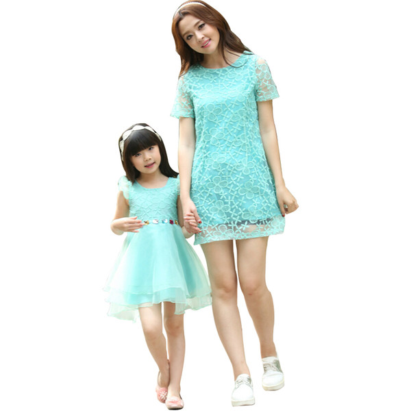 Wholesale-2015 New Arrival Mother Daughter Matching Clothes Dresses Mommy And Me Clothes Family Clothing Sets Family Outfits Sundress