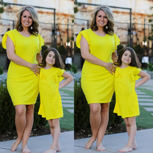 Mother And Daughter Clothes family matching Outfit Mommy Me dresses Girl Solid Slim Skirt Baby Kids Girls Summer Children Clothing QZZW118