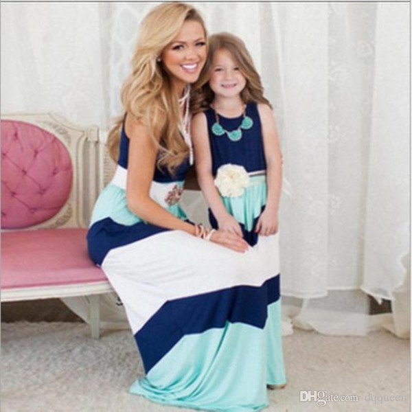 Summer New Mother Daughter Dress Matching Outfits Kids Clothing Stripe Sleeveless Casual Clothes Fashion Matching