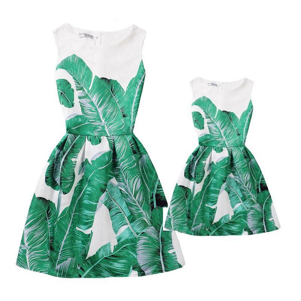 Summer Mother Daughter Dresses Clothes Mom and Daughter Dress Family Matching Outfits Look Clothing Print Mae e Filha Vestido