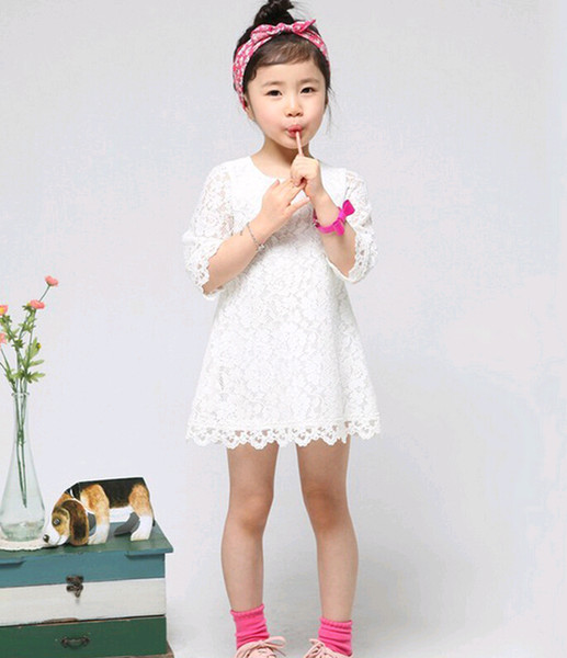 Korean Mother Daughter Matching Dress 2016 Summer Lace Half Sleeve Dress Children Princess Dresses for Big girls Size 14 15 16