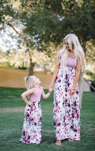 Mommy and Me Dresses Sleeveless Floral Dress Mom and Daughter Dress Mother Daughter Matching Clothes Little Girls Clothing