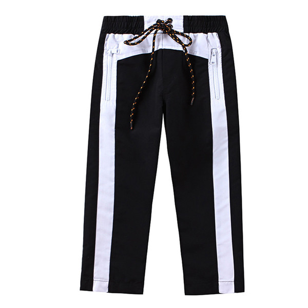 Adult and boy's Black stitching casual trousers